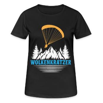 Paraglider WOLKENKRATZER LUSTIG - Frauen T-Shirt atmungsaktiv - Schwarz - Vorne - AI Model Female 172 light (172cm)