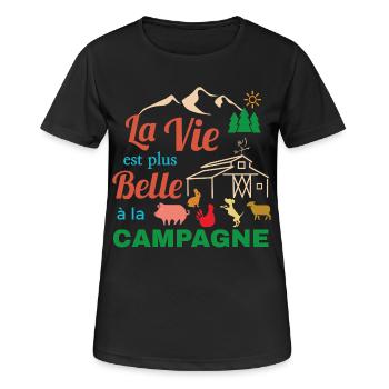 La Vie Belle en Campagne - T-shirt respirant Femme - noir - Devant - AI Model Female 172 light (172cm)