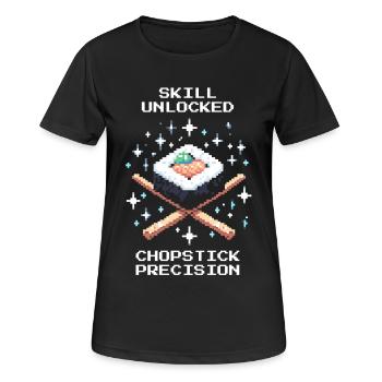 Skill freigeschaltet | Stäbchen Präzision - Frauen T-Shirt atmungsaktiv - Schwarz - Vorne - AI Model Female 172 light (172cm)