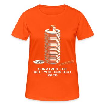 Survivre au raid à volonté | Sushi Buffet - T-shirt respirant Femme - orange néon - Devant - AI Model Female 172 dark (172cm)