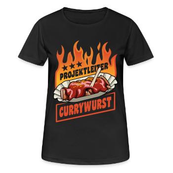 Chef de projet Currywurst | Restauration rapide | Flammes - T-shirt respirant Femme - noir - Devant - AI Model Female 172 light (172cm)