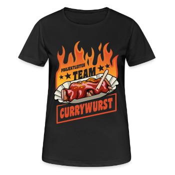 Chef de projet Équipe Currywurst | Flammes de la restauration rapide - T-shirt respirant Femme - noir - Devant - AI Model Female 172 light (172cm)