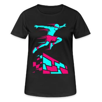 Parkour Freerunning - T-shirt respirant Femme - noir - Devant - AI Model Female 172 light (172cm)