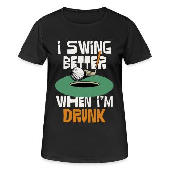 Ich schwinge besser, wenn ich trinke - Frauen T-Shirt atmungsaktiv - Schwarz - Vorne - AI Model Female 172 light (172cm)