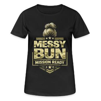 Mission de chignon en désordre Soldat Femme Soldat - T-shirt respirant Femme - noir - Devant - AI Model Female 172 light (172cm)
