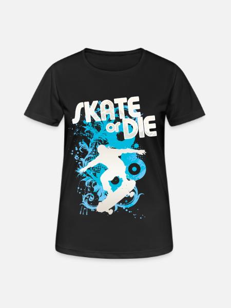 Skate or Die – Blue Splash Skate Silhouette - Women's Breathable T-Shirt - black