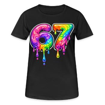 67 Six Meme Seven Alpha Slang - T-shirt respirant Femme - noir - Devant - AI Model Female 172 light (172cm)