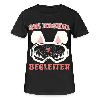 Apres-Ski SKI HASERL BEGLEITER Lustiges - Frauen T-Shirt atmungsaktiv - Schwarz - Vorne - AI Model Female 172 light (172cm)