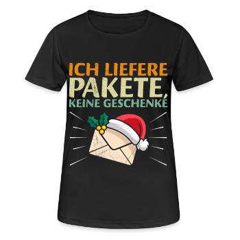 Briefträger LIEFERE PAKETE KEINE GESCHENKE - Frauen T-Shirt atmungsaktiv - Schwarz - Vorne - AI Model Female 172 light (172cm)