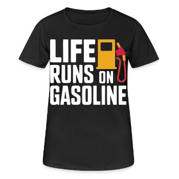 La vie fonctionne sur la conception à essence - T-shirt respirant Femme - noir - Devant - AI Model Female 172 light (172cm)