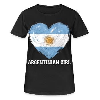Argentinisches Mädchenherz Fußball - Frauen T-Shirt atmungsaktiv - Schwarz - Vorne - AI Model Female 172 light (172cm)