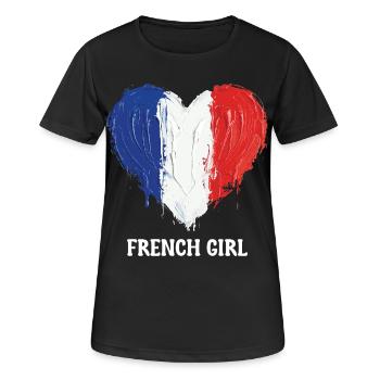 Football de football féminin de cœur français - T-shirt respirant Femme - noir - Devant - AI Model Female 172 light (172cm)