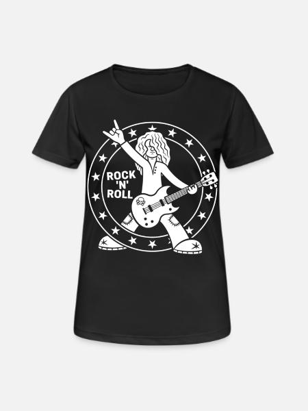 Guitariste de rock 'n' roll de dessins animés - T-shirt respirant Femme - noir