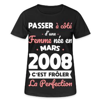 18th birthday - Born in March 2008 - Women's Breathable T-Shirt - black - Front - AI Model Female 172 light (172cm)
