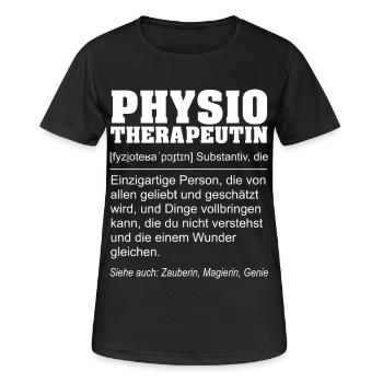 Physiotherapist - Funny definition - Women's Breathable T-Shirt - black - Front - AI Model Female 172 light (172cm)