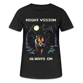 Vision nocturne toujours activée | Faune nocturne des tigres - T-shirt respirant Femme - noir - Devant - AI Model Female 172 light (172cm)