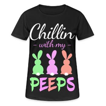 Chillin avec Peeps Pastel Bunnies - T-shirt respirant Femme - noir - Devant - AI Model Female 172 light (172cm)