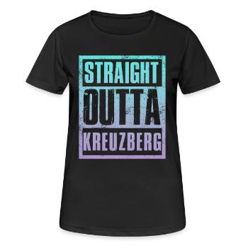 Straight outta Kreuzberg - Frauen T-Shirt atmungsaktiv - Schwarz - Vorne - AI Model Female 172 light (172cm)