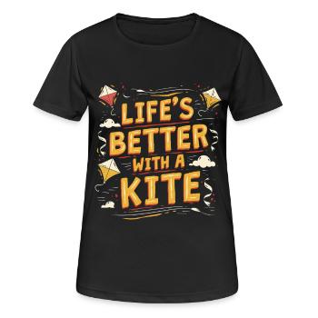 Kite Kite Flying Life's Better With A Kite - Women's Breathable T-Shirt - black - Front - AI Model Female 172 light (172cm)