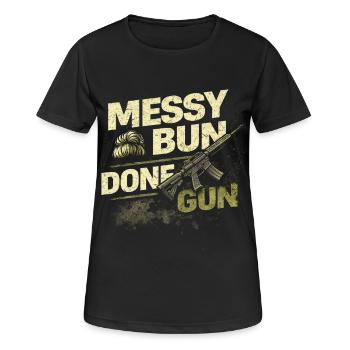 Soldat Soldat, Femme, Pain en désordre, arme à feu - T-shirt respirant Femme - noir - Devant - AI Model Female 172 light (172cm)