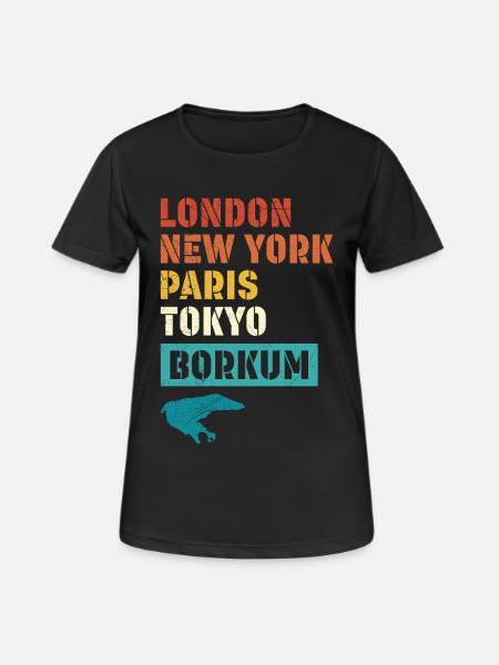 North Sea Holidays LONDON NEW YORK PARIS BORKUM - Women's Breathable T-Shirt - black
