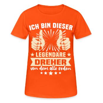 Dreher Sprüche - Frauen T-Shirt atmungsaktiv - Neonorange - Vorne - AI Model Female 172 dark (172cm)