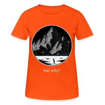 Lustiger Nihilistic Pinguin - Frauen T-Shirt atmungsaktiv - Neonorange - Vorne - AI Model Female 172 dark (172cm)