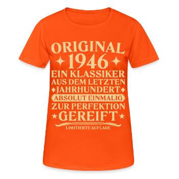 Classique original de 1946 Siècle passé - T-shirt respirant Femme - orange néon - Devant - AI Model Female 172 dark (172cm)
