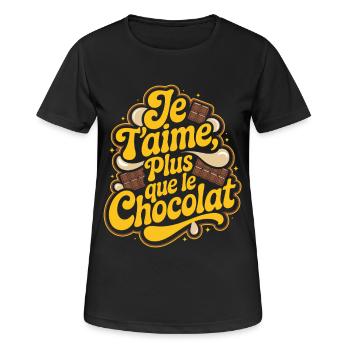 Je t'aime plus que le Chocolat - T-shirt respirant Femme - noir - Devant - AI Model Female 172 light (172cm)