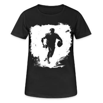 Rugby Streetart - Frauen T-Shirt atmungsaktiv - Schwarz - Vorne - AI Model Female 172 light (172cm)