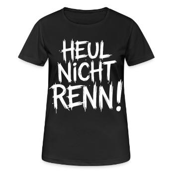 Heul nicht Renn! - Frauen T-Shirt atmungsaktiv - Schwarz - Vorne - AI Model Female 172 light (172cm)