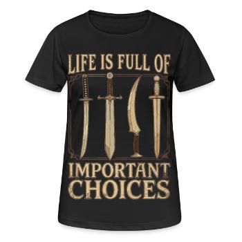 RPG Gamer: Die Qual der Wahl - Frauen T-Shirt atmungsaktiv - Schwarz - Vorne - AI Model Female 172 light (172cm)