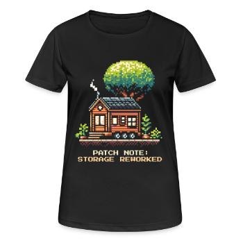 Storage space revised | Tiny House Order - Women's Breathable T-Shirt - black - Front - AI Model Female 172 light (172cm)