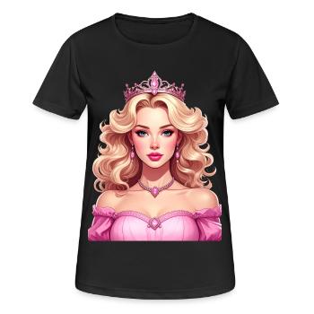 Princesse aux cheveux blonds et robe rose - T-shirt respirant Femme - noir - Devant - AI Model Female 172 light (172cm)