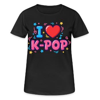 Ich liebe K-Pop, niedliche koreanische Musik, Anime, koreanisch, koreanisch. - Frauen T-Shirt atmungsaktiv - Schwarz - Vorne - AI Model Female 172 light (172cm)