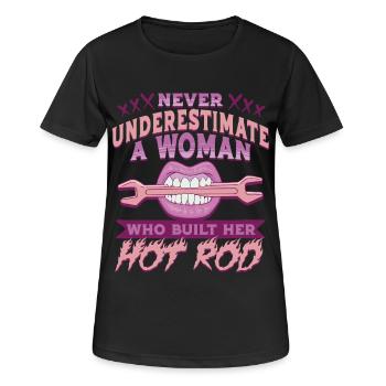 Oldtimer Sammler Women With Hot Rod - Frauen T-Shirt atmungsaktiv - Schwarz - Vorne - AI Model Female 172 light (172cm)