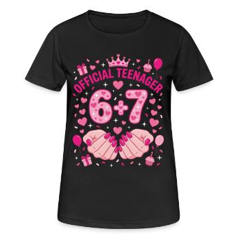 Offizieller Teenager 13. Platz 6+7 Herzen - Frauen T-Shirt atmungsaktiv - Schwarz - Vorne - AI Model Female 172 light (172cm)