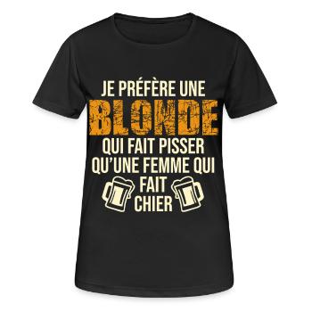 Humour cru bière apéro alcool beauf amis potes - T-shirt respirant Femme - noir - Devant - AI Model Female 172 light (172cm)