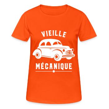 Alte Mechaniker, Leidenschaft, Auto, alter Humor. - Frauen T-Shirt atmungsaktiv - Neonorange - Vorne - AI Model Female 172 dark (172cm)