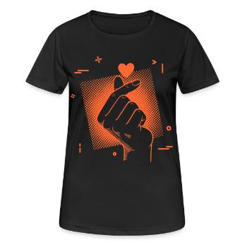 Kpop Koreanische Musik Finger Herz Niedlich Koreanischer Pop - Frauen T-Shirt atmungsaktiv - Schwarz - Vorne - AI Model Female 172 light (172cm)