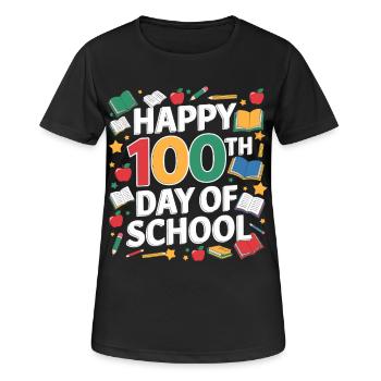 Hundertster Tag Jubel - Frauen T-Shirt atmungsaktiv - Schwarz - Vorne - AI Model Female 172 light (172cm)