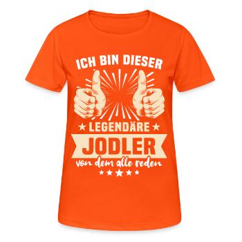 Jodler Sprüche - Frauen T-Shirt atmungsaktiv - Neonorange - Vorne - AI Model Female 172 dark (172cm)