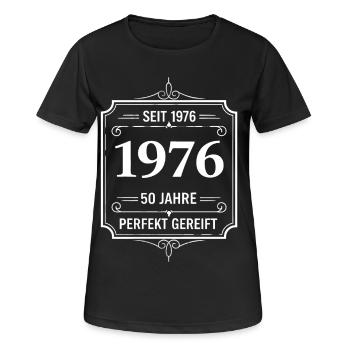 Millésime 1976 – 50 ans parfaitement maturé - T-shirt respirant Femme - noir - Devant - AI Model Female 172 light (172cm)