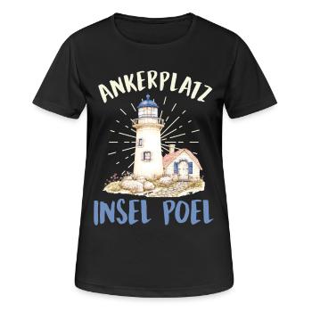 Segler ANKERPLATZ INSEL POEL Lustiges - Frauen T-Shirt atmungsaktiv - Schwarz - Vorne - AI Model Female 172 light (172cm)