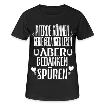 Pferde können keine Gedanken lesen aber Gedanken s - Frauen T-Shirt atmungsaktiv - Schwarz - Vorne - AI Model Female 172 light (172cm)