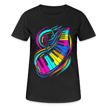 Clavier de piano - T-shirt respirant Femme - noir - Devant - AI Model Female 172 light (172cm)