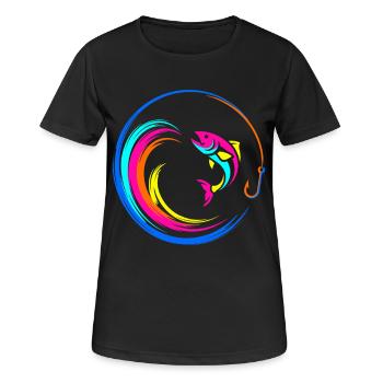 Fisch Angelhaken - Frauen T-Shirt atmungsaktiv - Schwarz - Vorne - AI Model Female 172 light (172cm)
