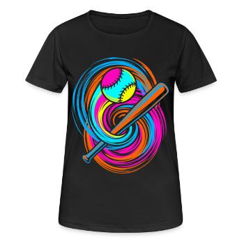 Batte de baseball et balle - T-shirt respirant Femme - noir - Devant - AI Model Female 172 light (172cm)