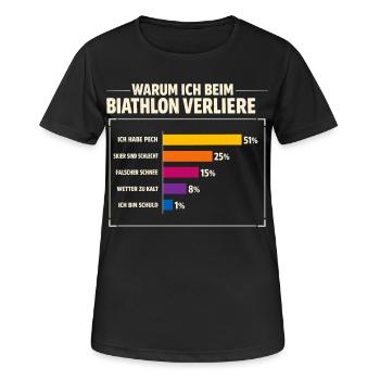 Biathlon Lustig Warum ich immer verliere - Frauen T-Shirt atmungsaktiv - Schwarz - Vorne - AI Model Female 172 light (172cm)