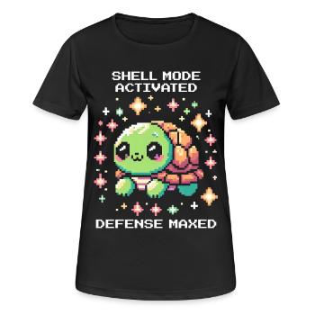 Panzermodus aktiv | Schildkröte - Frauen T-Shirt atmungsaktiv - Schwarz - Vorne - AI Model Female 172 light (172cm)